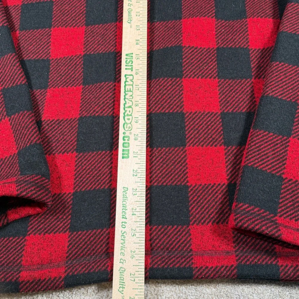 The North‎ Face Fleece Pullover Mens XL Red Black Buffalo Plaid Quarter Zip READ